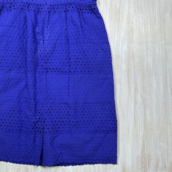 J Crew Purple Eyelet Sleeveless Fit & Flare Dress Cotton Lined Zip Back Size 4 - Picture 11 of 12